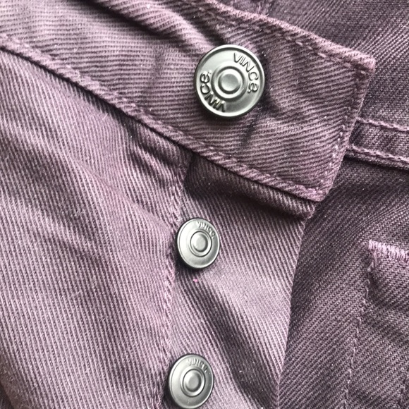 VINCE PLUM COLOUR BUTTON FLY JEANS - Picture 3 of 7